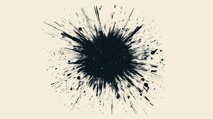An explosion star motif is depicted on an abstract cream backdrop in this line art illustration