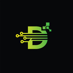 Technology Letter D Logo Template vector, D tech logo, Letter D logo