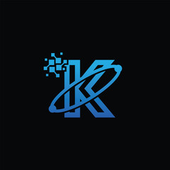 K tech logo, Letter  K technology logo, Digital K logo design vector