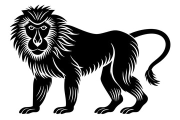 Baboon silhouette vector illustration. Line art vector