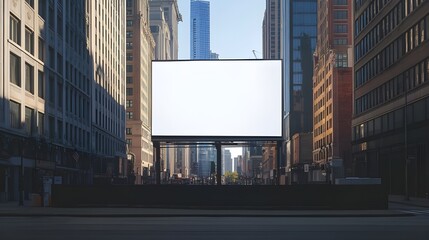 Obraz premium A high-resolution stock photo of an empty billboard situated in a vibrant downtown area.