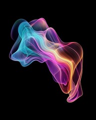 Fototapeta premium Abstract multicolored design with elegant lines and a blurred effect on a black background in line art illustration