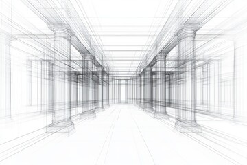 Obraz premium Illustration of a 3D architectural structure in abstract line art