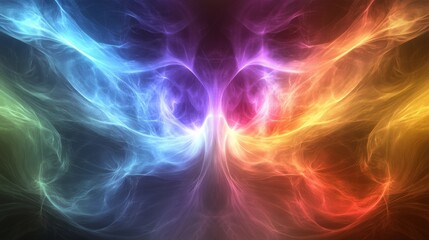 Fototapeta premium Isolated line art illustration with fractal light backdrop featuring abstract colors