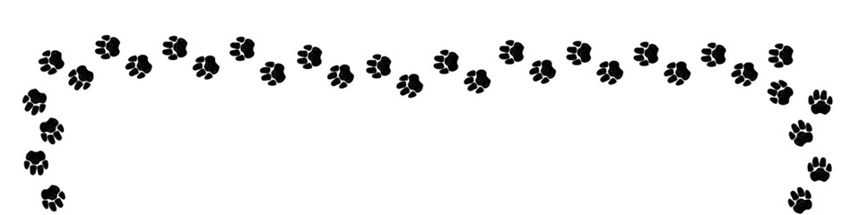  A path of paw prints of pets, dog or cat. Isolated illustration drawn in charcoal or pencil on white background. Vector illustration. © Sviatlana