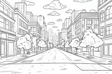 An illustration featuring a cute cartoon background in black and white