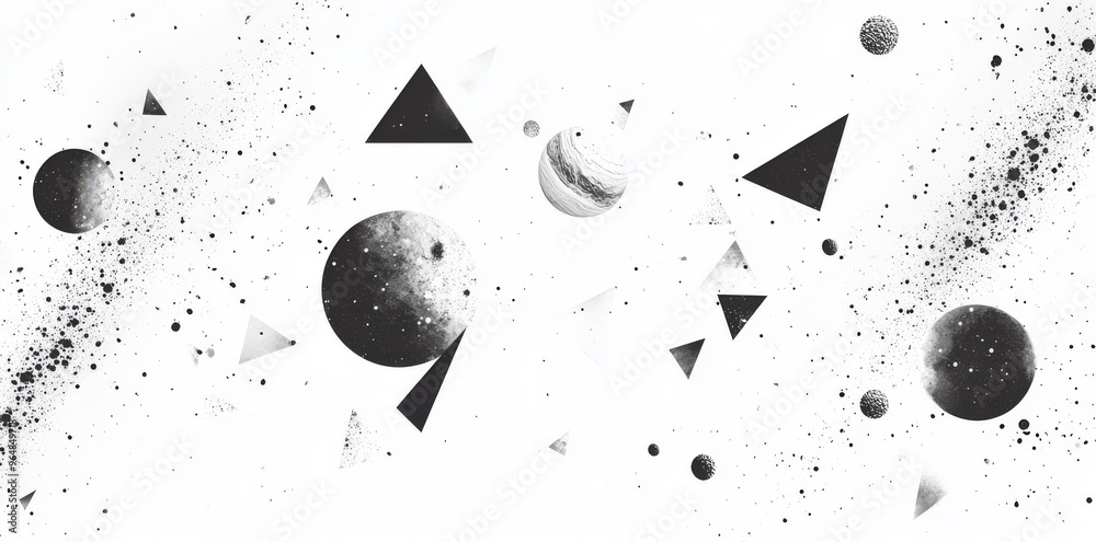 Poster the abstract line art illustration features intricate geometrical shapes and simple geometric elemen