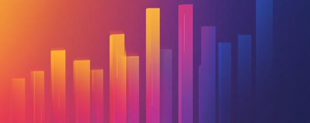 Colorful abstract bars on gradient background, data visualization concept