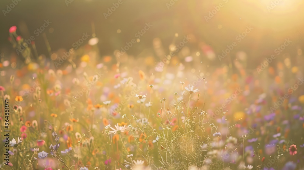 Poster Sunlit Wildflower Meadow