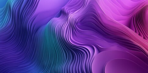 Obraz premium Three-dimensional illustration of an abstract line art background with distorted violet and turquoise surfaces