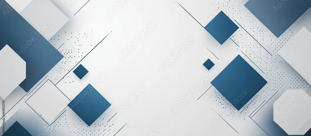 Wall mural Abstract Geometric Background with White and Blue Shapes