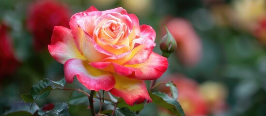 Double Delight Rose About To Burst Into Full Bloom