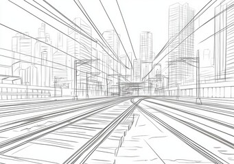 Illustration of a commuter rail line connecting urban centers