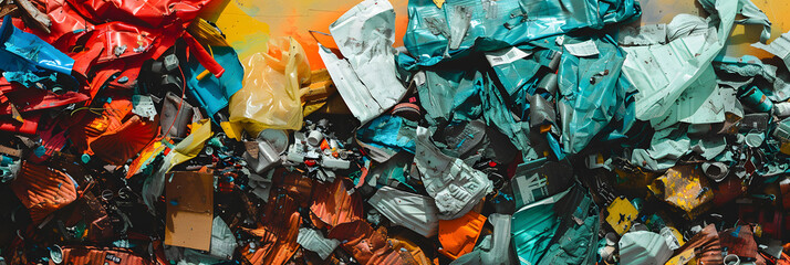 Recycling center. Organized process of turning waste into valuable resources with the help of a colorful background 