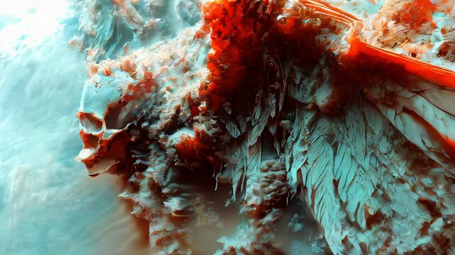 Flying human skull with wings