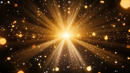 This illustration depicts a radiant star explosion with luminous particles and lines creating an abstract background of rays