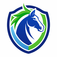 Green Blue and White Horse Emblem Logo art vector