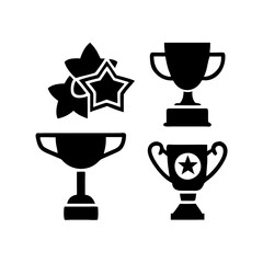 Set of trophy cup icon silhouette isolated on a white background,Eps 10.