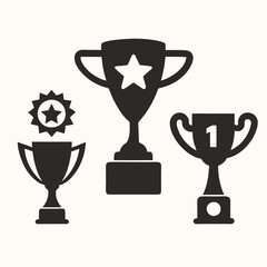 Trophy cup icon silhouette isolated on a white background,Eps 10.