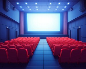 Fototapeta premium Red seats and an orchestra pit are depicted in this line art illustration of a grand concert hall