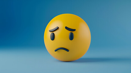 Fototapeta premium Sad eyes and mouth emoji expression on blue background
