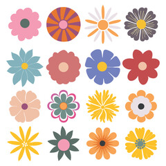 Fototapeta premium Collection set of flowers. Vector colorful hand-drawn flowers background. style for banners, wallpaper, posters, websites,online shopping.Vector illustration design.