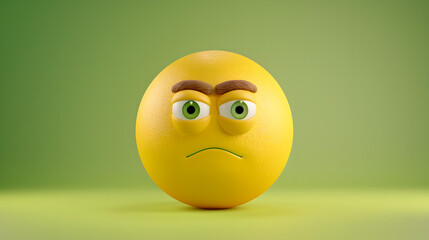 Fototapeta premium Sad eyes and mouth emoji expression on green background