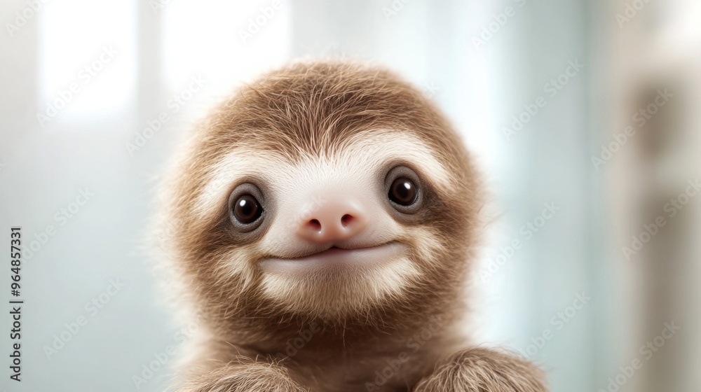 Canvas Prints a close up of a baby sloth looking at the camera, ai