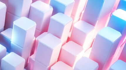 Fototapeta premium Abstract 3D Cubes with Pink and Blue Lighting