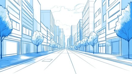 Illustration of a futuristic courtyard in an urban background suitable for wallpaper