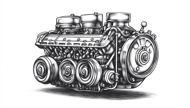 recommend clip art: Featuring a vintage drawing or engraving style, an advanced and delayed ignition magneto armature is illustrated in line art.