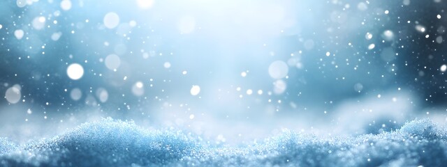 Winter snowfall with bokeh lights, A serene winter scene featuring fresh snow and soft bokeh lights in the background, capturing the tranquility and beauty of a snowy landscape.