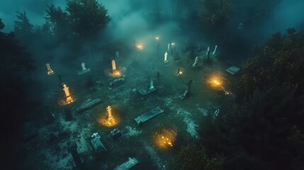 Obraz premium Graveyard, dark ambiance, halloween background party