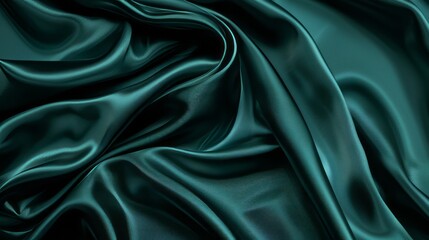 Obraz premium Shiny Dark Teal Green Satin Fabric for Elegant Web Banner Design