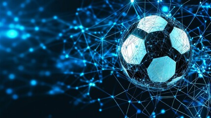 Fototapeta premium 3D football illustration with abstract graphic background and beautiful lighting creating a digital sport design with a line art style