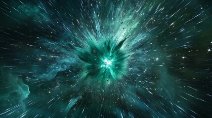 Fototapeta premium An explosive star is pictured against a green abstract background