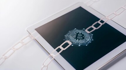 Blockchain-enabled smart contracts visualized on a digital tablet, secure supply chain transactions