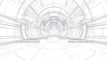 Design of an abstract architectural structure in line art
