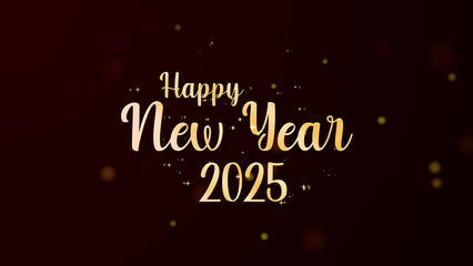 Elegant New Year 2025 Greeting with Golden Text and Sparkling Lights	