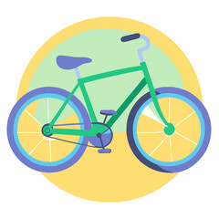 Fototapeta premium Green Bicycle Icon on Yellow Background, Sustainable Transportation