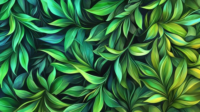 Immerse yourself in nature with this vibrant illustration of lush green leaves, perfect for adding freshness to designs and promoting a healthy, green lifestyle