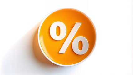 Obraz premium Circular yellow percentage symbol on a clean background for promotional and advertising purposes