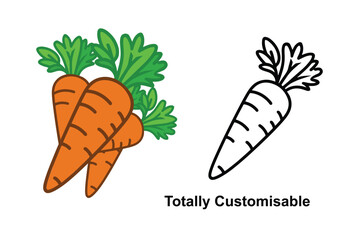 Single Line Vitamin and Healthy Food Icons Carrot Leaf Salad and Vegetable Illustrations  Simple Colorful Vector logo type silhouette Design for Freshness Dieting and Vegetarian Art on White Backgroun