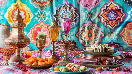 Ramadan Feast: Dates, Sweets, and Decorated Table