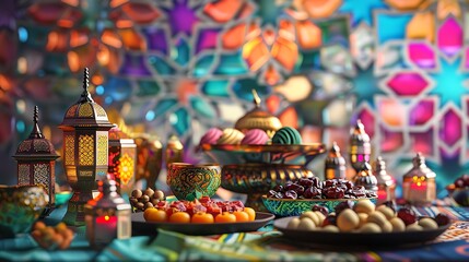 Ramadan Feast: Dates, Sweets, and Lanterns