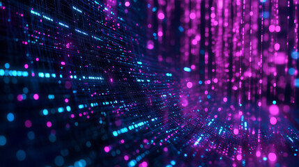 Obraz premium Digital paper tech blue and purple dot background. Seamless pattern