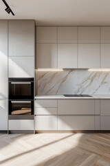 Fototapeta premium Modern kitchen interior with furniture in a minimalist style
