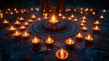 Glowing Diwali Lamp with Mandala Design