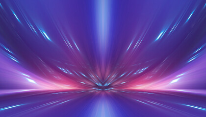 Neon empty stage lamps, pink and purple light, dark corridor, futuristic dark neon portal.