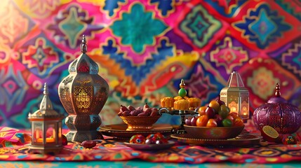 Ramadan Feast: Dates, Lanterns, and Festive Decor
